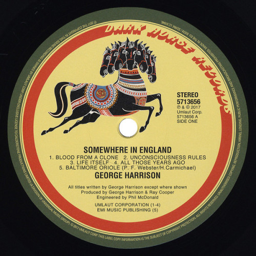 GEORGE HARRISON - SOMEWHERE IN ENGLAND 1981/2017 (0602557136562) DARK HORSE/UNIVERSAL/EU MINT GEORGE HARRISON - SOMEWHERE IN ENGLAND 1981/2017 (0602557136562) DARK HORSE/UNIVERSAL/EU MINT