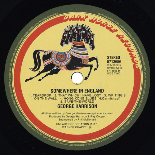 GEORGE HARRISON - SOMEWHERE IN ENGLAND 1981/2017 (0602557136562) DARK HORSE/UNIVERSAL/EU MINT GEORGE HARRISON - SOMEWHERE IN ENGLAND 1981/2017 (0602557136562) DARK HORSE/UNIVERSAL/EU MINT