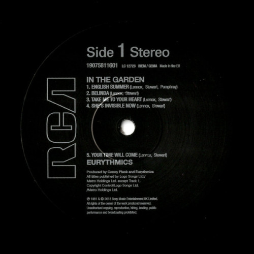 EURYTHMICS - IN THE GARDEN 1981/2018 (0190758116013) RCA/SONY/EU MINT EURYTHMICS - IN THE GARDEN 1981/2018 (0190758116013) RCA/SONY/EU MINT