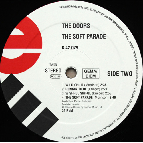 THE DOORS - THE SOFT PARADE 1969/2017 (0075596067416) ELEKTRA/RHINO/WARNER/EU MINT THE DOORS - THE SOFT PARADE 1969/2017 (0075596067416) ELEKTRA/RHINO/WARNER/EU MINT