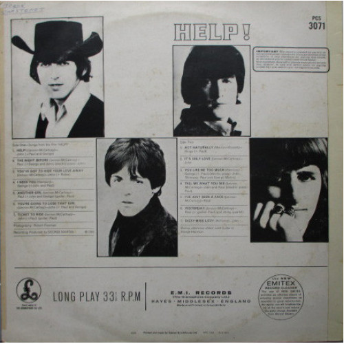 BEATLES - HELP! 1965/2012 (PCS 3071, REMASTERED, 180 gm.) EMI/APPLE/EU MINT BEATLES - HELP! 1965/2012 (PCS 3071, REMASTERED, 180 gm.) EMI/APPLE/EU MINT