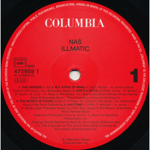 NAS - ILLMATIC 1994 (COL 475959-1, RE-ISSUE) COLUMBIA/EU MINT NAS - ILLMATIC 1994 (COL 475959-1, RE-ISSUE) COLUMBIA/EU MINT