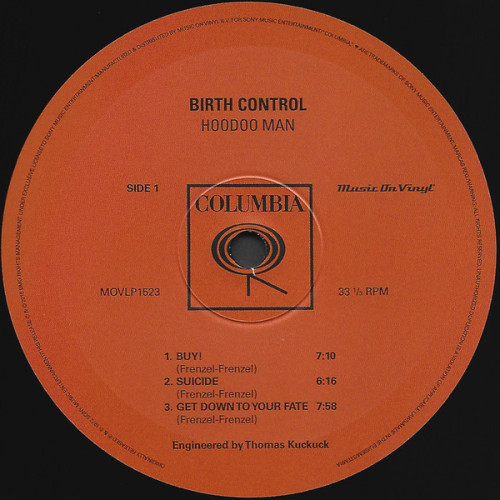 BIRTH CONTROL - HOODOO MAN 1972/2016 (MOVLP1523, 180 gm.) GAT, MUSIC ON VINYL/EU MINT BIRTH CONTROL - HOODOO MAN 1972/2016 (MOVLP1523, 180 gm.) GAT, MUSIC ON VINYL/EU MINT