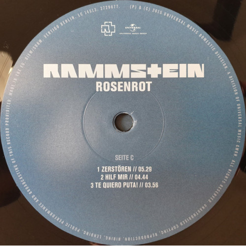 RAMMSTEIN - ROSENROT 2 LP Set 2005/2017 (2729675, 180 gm.) GAT, UNIVERSAL/EU MINT RAMMSTEIN - ROSENROT 2 LP Set 2005/2017 (2729675, 180 gm.) GAT, UNIVERSAL/EU MINT