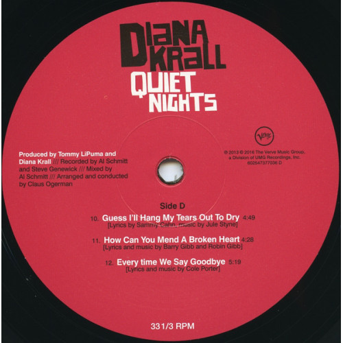 DIANA KRALL - QUIET NIGHTS 2 LP 2009/2016 (602547377012, 180 gm. 2 Bonus Tracks) VERVE/GER. MINT DIANA KRALL - QUIET NIGHTS 2 LP 2009/2016 (602547377012, 180 gm. 2 Bonus Tracks) VERVE/GER. MINT