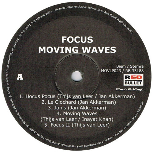 FOCUS - MOVING WAVES 1971/2009 (MOVLP023, 180 gm.) MUSIC ON VINYL/EU MINT FOCUS - MOVING WAVES 1971/2009 (MOVLP023, 180 gm.) MUSIC ON VINYL/EU MINT