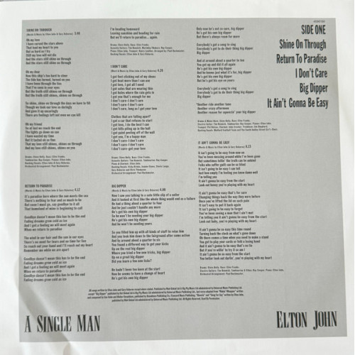 ELTON JOHN - A SINGLE MAN 1978/2022 (4596199, 180 gm.) UMC/EU MINT ELTON JOHN - A SINGLE MAN 1978/2022 (4596199, 180 gm.) UMC/EU MINT