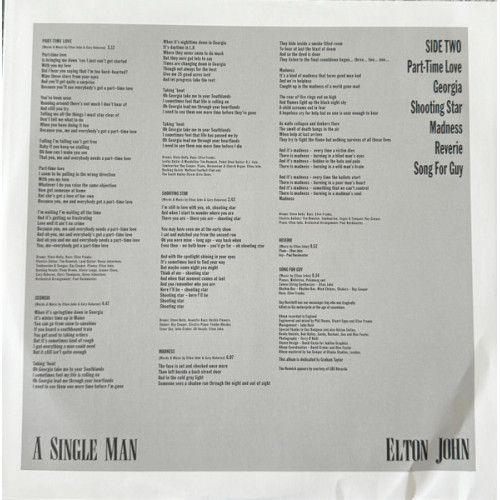 ELTON JOHN - A SINGLE MAN 1978/2022 (4596199, 180 gm.) UMC/EU MINT ELTON JOHN - A SINGLE MAN 1978/2022 (4596199, 180 gm.) UMC/EU MINT