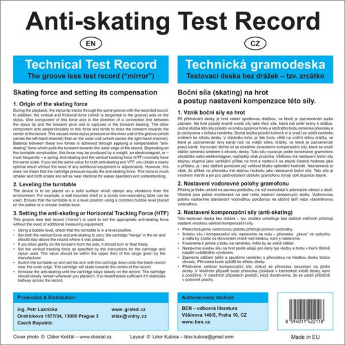 Тестова платівка для налаштування програвача вінілу Tonar Test Record Antiskating (6097) Тестова платівка для налаштування програвача вінілу Tonar Test Record Antiskating (6097)
