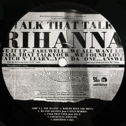 RIHANNA - TALK THAT TALK 2017 (00602557079845, 180 gm.) UMGI/EU MINT RIHANNA - TALK THAT TALK 2017 (00602557079845, 180 gm.) UMGI/EU MINT