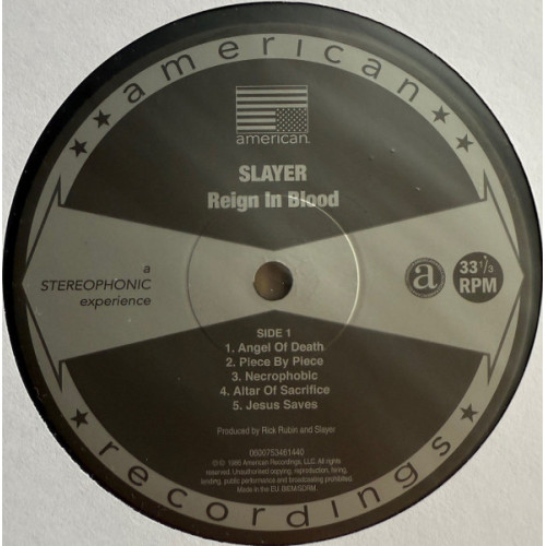 SLAYER - REIGN IN BLOOD 1986/2013 (0600753461440, 180 gm.) UMGI/EU MINT SLAYER - REIGN IN BLOOD 1986/2013 (0600753461440, 180 gm.) UMGI/EU MINT