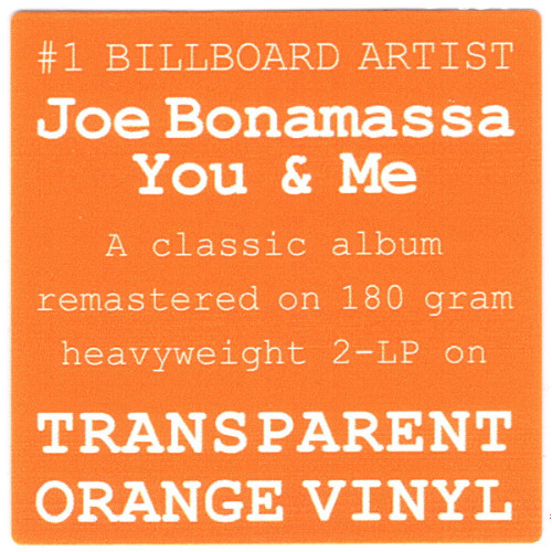JOE BONAMASSA - YOU & ME 2 LP Set 2006/2022 (PRD7185 1-2, 180 gm., Orange) PROVOGUE/EU MINT JOE BONAMASSA - YOU & ME 2 LP Set 2006/2022 (PRD7185 1-2, 180 gm., Orange) PROVOGUE/EU MINT