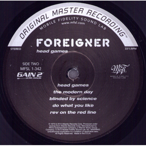 FOREIGNER - HEAD GAMES 1979/2013 (MFSL 1-342, LTD., 180 gm.) MOBILE FIDELITY/USA MINT FOREIGNER - HEAD GAMES 1979/2013 (MFSL 1-342, LTD., 180 gm.) MOBILE FIDELITY/USA MINT