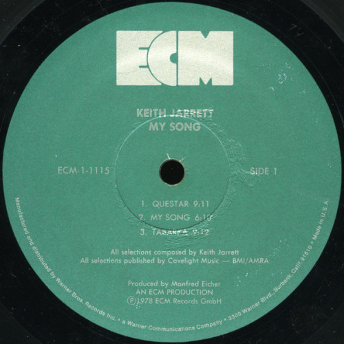 KEITH JARRETT - MY SONG 1978/2010 (ECM 1115, 180 gm.) ECM RECORDS/EU MINT KEITH JARRETT - MY SONG 1978/2010 (ECM 1115, 180 gm.) ECM RECORDS/EU MINT