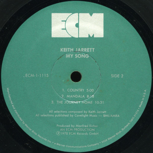 KEITH JARRETT - MY SONG 1978/2010 (ECM 1115, 180 gm.) ECM RECORDS/EU MINT KEITH JARRETT - MY SONG 1978/2010 (ECM 1115, 180 gm.) ECM RECORDS/EU MINT