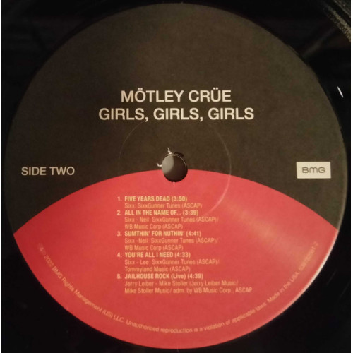 MOTLEY CRUE - GIRLS, GIRLS, GIRLS 1987/2022 (538782561) BMG/USA MINT MOTLEY CRUE - GIRLS, GIRLS, GIRLS 1987/2022 (538782561) BMG/USA MINT
