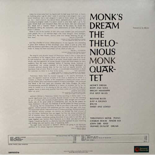 THELONIOUS MONK QUARTET - MONK THELONIOUS MONK QUARTET - MONK