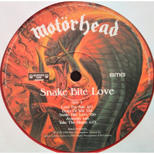 MOTORHEAD - SNAKE BITE LOVE 1998/2023 (BMGCAT762LPX, Red) BMG/EU MINT MOTORHEAD - SNAKE BITE LOVE 1998/2023 (BMGCAT762LPX, Red) BMG/EU MINT