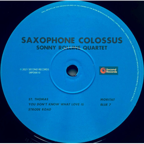 SONNY ROLLINS - SAXOPHONE COLOSSUS 1957/2022 (SRPD0010, 180 gm.) SECOND RECORDS/EU MINT SONNY ROLLINS - SAXOPHONE COLOSSUS 1957/2022 (SRPD0010, 180 gm.) SECOND RECORDS/EU MINT