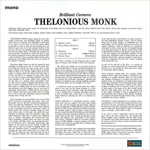 THELONIOUS MONK - BRILLIANT CORNERS 1957/2023 (SRPD0026CV, NATURAL CLEAR) SR/EU MINT THELONIOUS MONK - BRILLIANT CORNERS 1957/2023 (SRPD0026CV, NATURAL CLEAR) SR/EU MINT