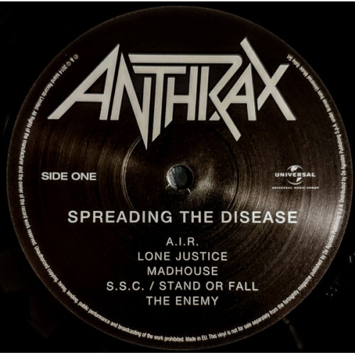 ANTHRAX - SPREADING THE DISEASE 1985/2022 (RE-ISSUE) UNIVERSAL/EU MINTзалом. кут ANTHRAX - SPREADING THE DISEASE 1985/2022 (RE-ISSUE) UNIVERSAL/EU MINTзалом. кут