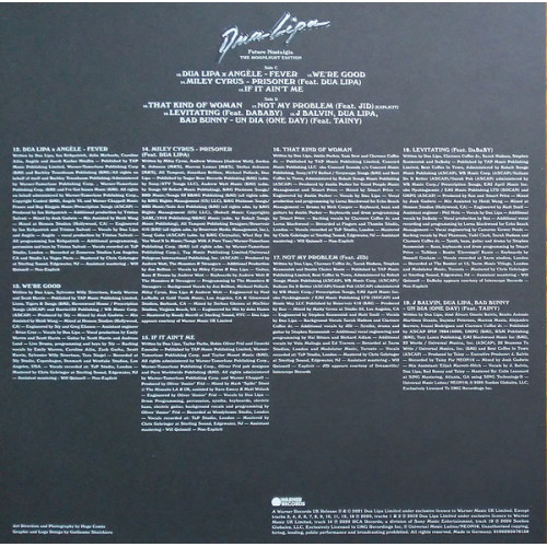 DUA LIPA - FUTURE NOSTALGIA (THE MOONLIGHT EDITION) 2020/2021 2 LP SET (0190295076139) WARNER/EU MIN DUA LIPA - FUTURE NOSTALGIA (THE MOONLIGHT EDITION) 2020/2021 2 LP SET (0190295076139) WARNER/EU MIN