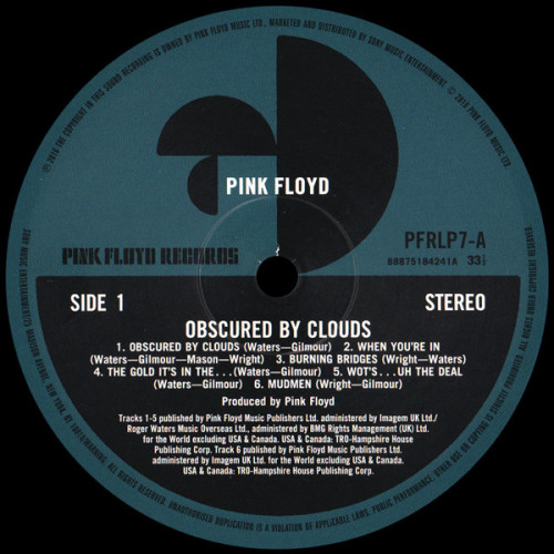PINK FLOYD - OBSCURED BY CLOUDS 1972/2025 (0888751842410) PINK FLOYD RECORDS/EU MINT PINK FLOYD - OBSCURED BY CLOUDS 1972/2025 (0888751842410) PINK FLOYD RECORDS/EU MINT